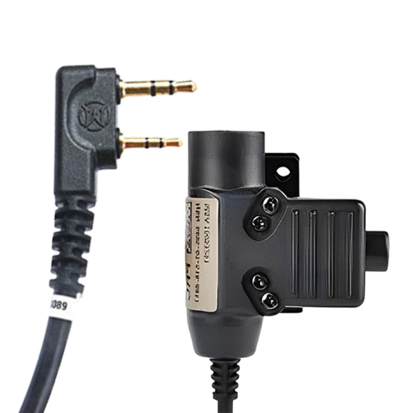 U94 PTT Adapter 2 Pin Headset Cable Connector with Clip for Kenwood Radio