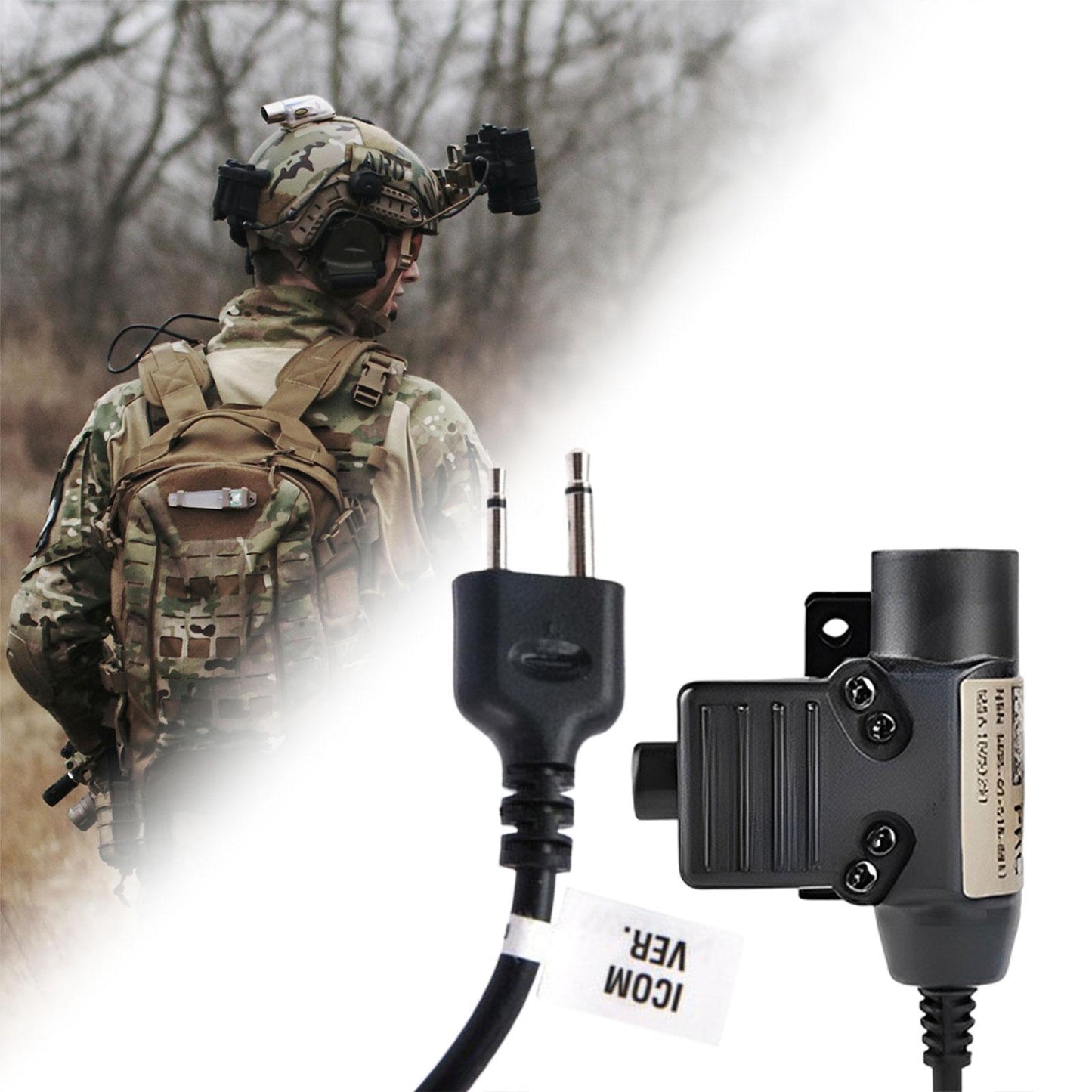 U94 PTT System Adapter 2 Pin Headset Walkie Talkie Connector for Icom Radio