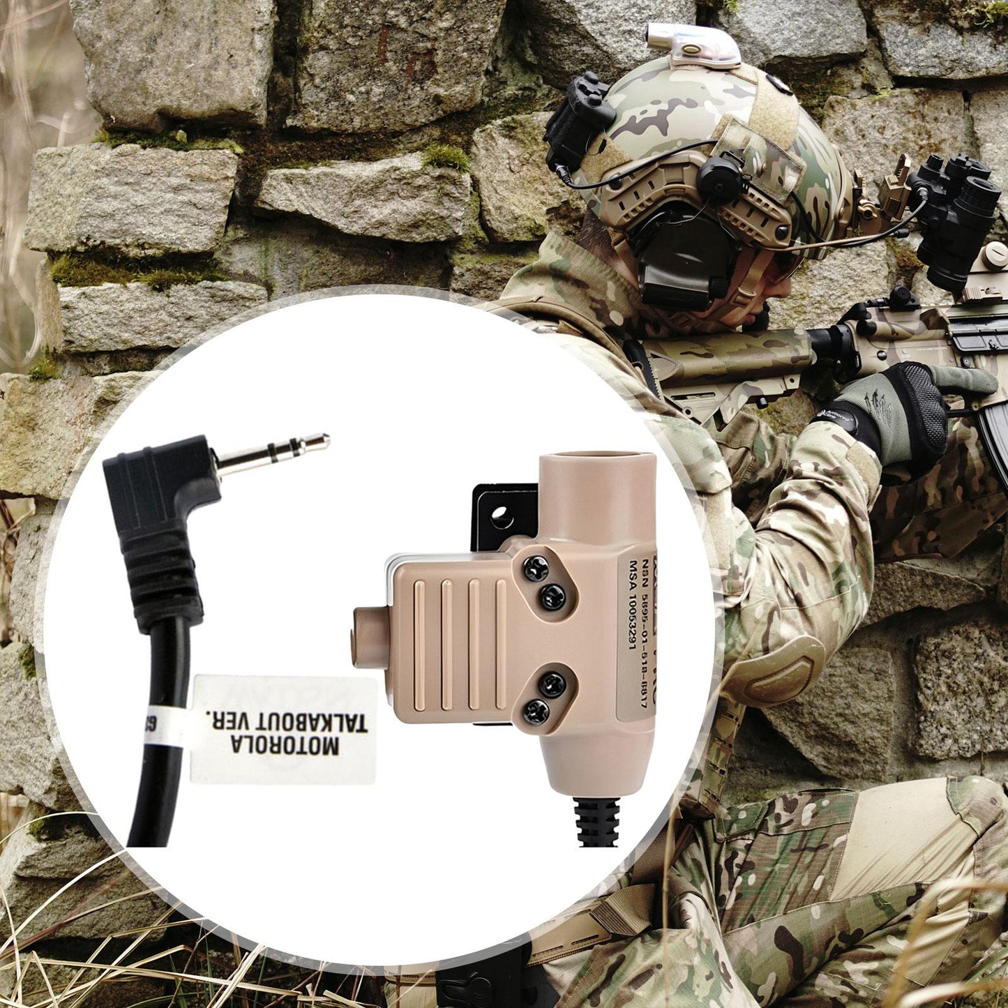 U94 PTT Headset Adapter High Performance U94 PTT Cable Plug for Motorola M1 Khaki