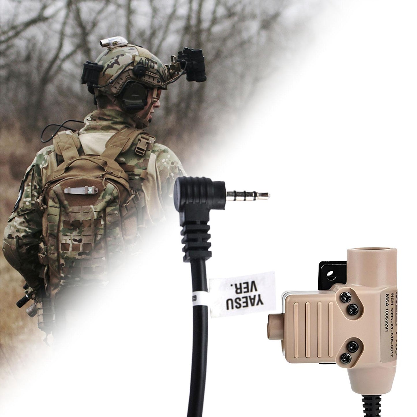 U94 PTT Adapter High Performance Parts for Yaesu Single Plug Khaki