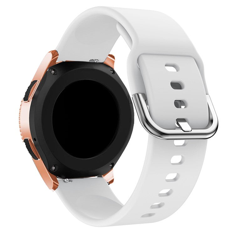 20mm Silicone Watchband Strap for Samsung Galaxy Watch 42mm, Solid Color Adjustable Watch Wrist Band - White
