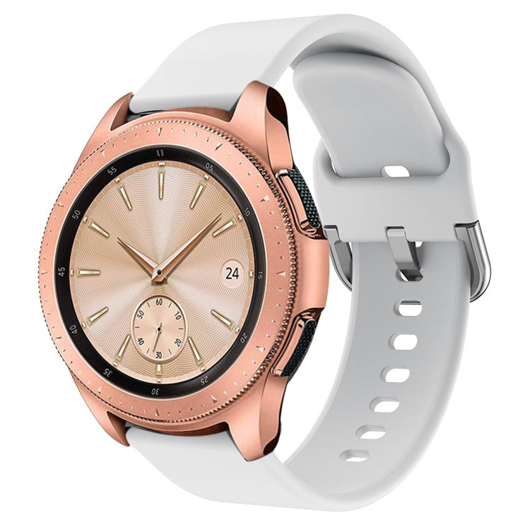 20mm Silicone Watchband Strap for Samsung Galaxy Watch 42mm, Solid Color Adjustable Watch Wrist Band - White