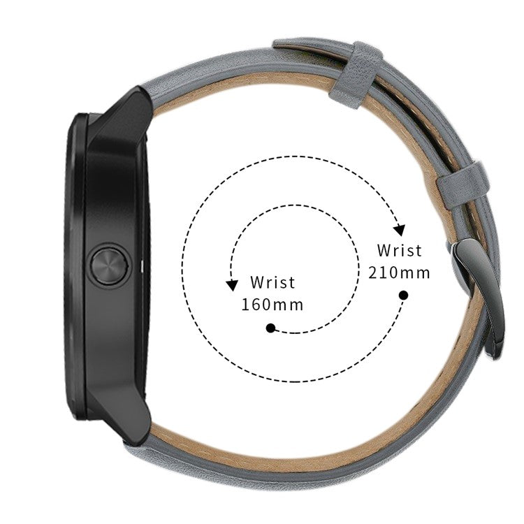For Garmin Vivoactive 3/Vivomove HR Top-layer Cowhide Leather Watch Strap 20mm - Grey