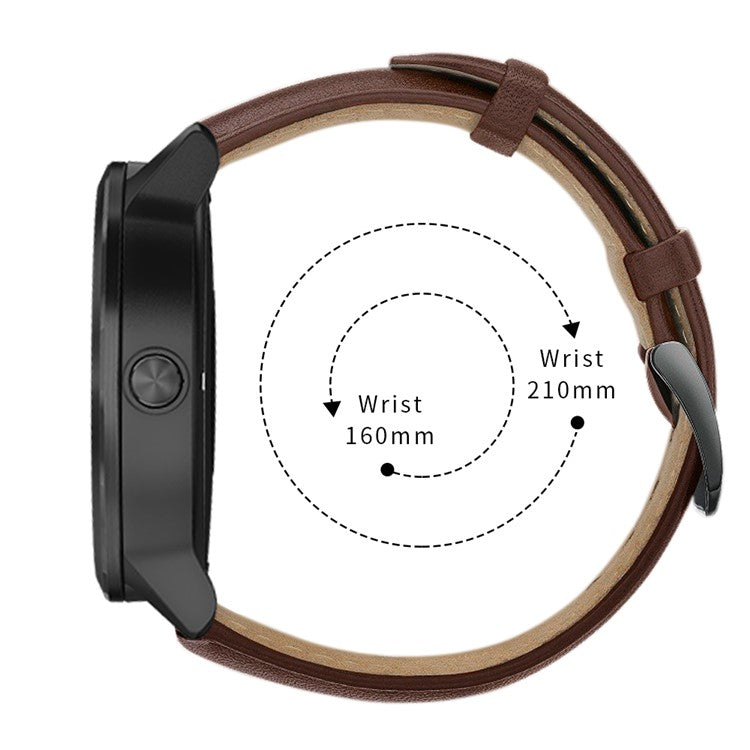 For Garmin Vivoactive 3/Vivomove HR Top-layer Cowhide Leather Watch Strap 20mm - Brown