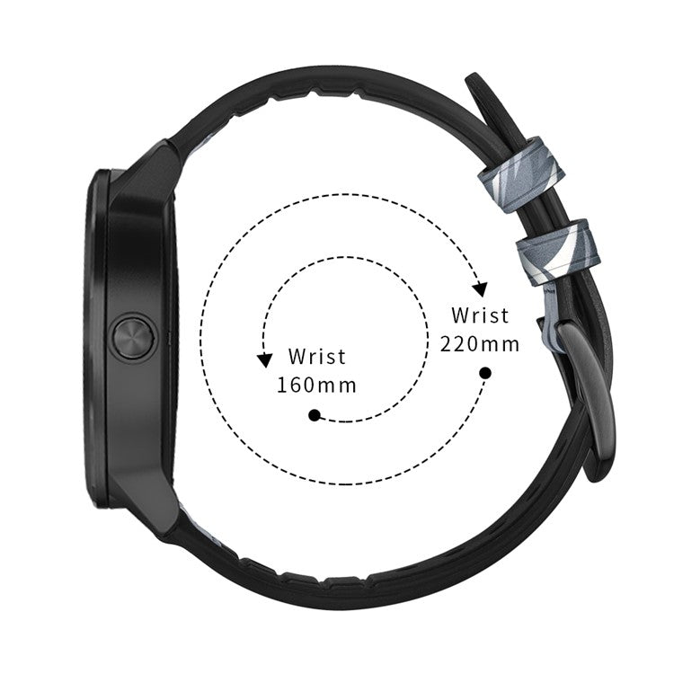 20mm Genuine Leather Coated Silicone Smart Watch Strap for Garmin Vivoactive 3/Vivomove HR - Dark Blue/Camouflage