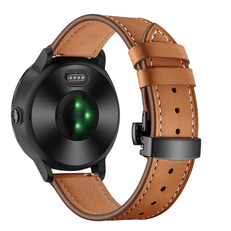 20mm Top-layer Cowhide Leather Genuine Leather Watch Strap Replacement for Garmin Vivoactive 3 / Vivomove HR - Black+Brown