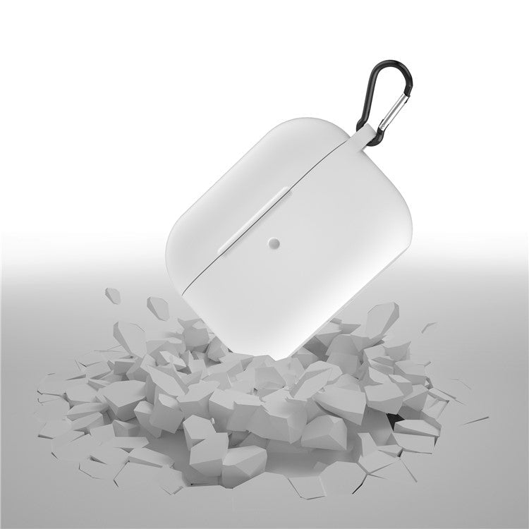 For Apple AirPods Pro Silicone Case with Buckle - White