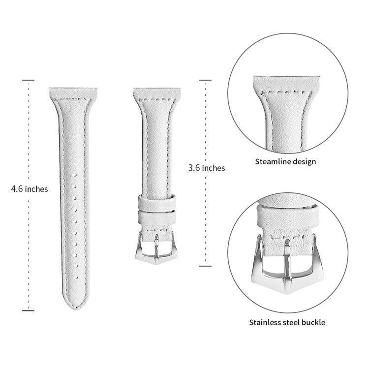 For Xiaomi Mi Watch Armband 18mm Genuine Leather Watch Strap - White