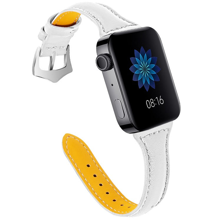 For Xiaomi Mi Watch Armband 18mm Genuine Leather Watch Strap - White