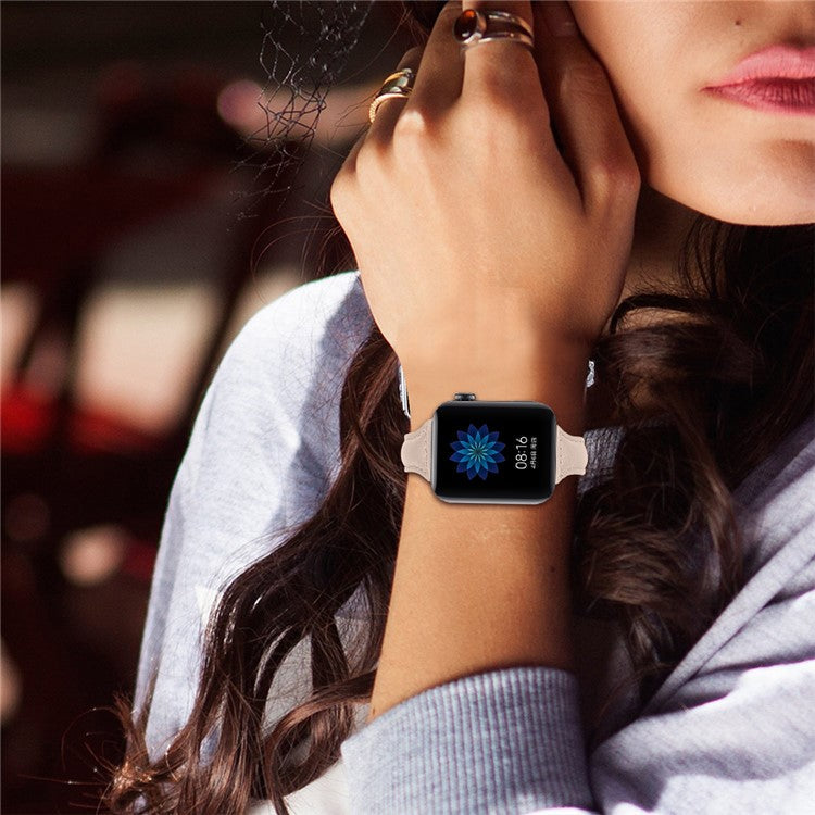 For Xiaomi Mi Watch Armband 18mm Genuine Leather Watch Strap - Apricot