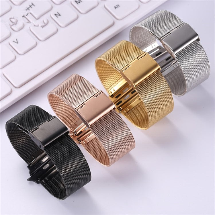 Milanese Stainless Steel Watch Strap for Apple Watch Series 10 46mm / Ultra 2 Ultra 49mm / 9 8 7 45mm / SE (2023) SE (2022) SE 6 5 4 44mm / 3 2 1 42mm - Black