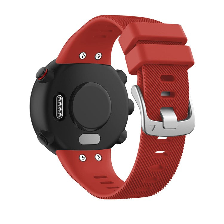 Silicone Watch Band Silver Buckle for Garmin Forerunner 45S - Red