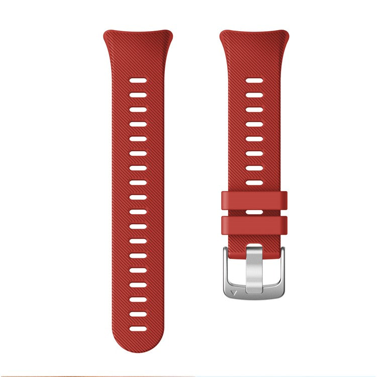 Silicone Watch Band Silver Buckle for Garmin Forerunner 45S - Red