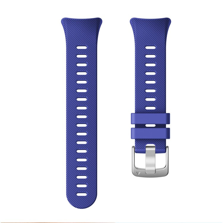 Silicone Watch Band Silver Buckle for Garmin Forerunner 45S - Dark Blue