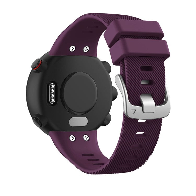 Silicone Watch Band Silver Buckle for Garmin Forerunner 45S - Purple