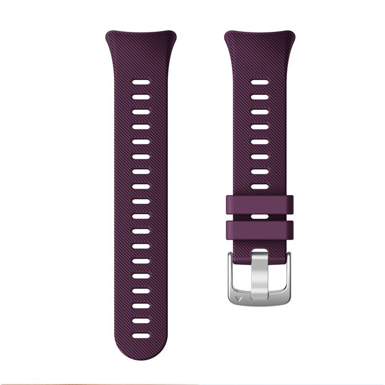 Silicone Watch Band Silver Buckle for Garmin Forerunner 45S - Purple