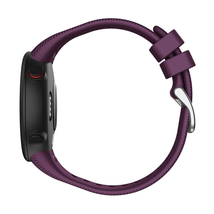 Silicone Watch Band Silver Buckle for Garmin Forerunner 45S - Purple