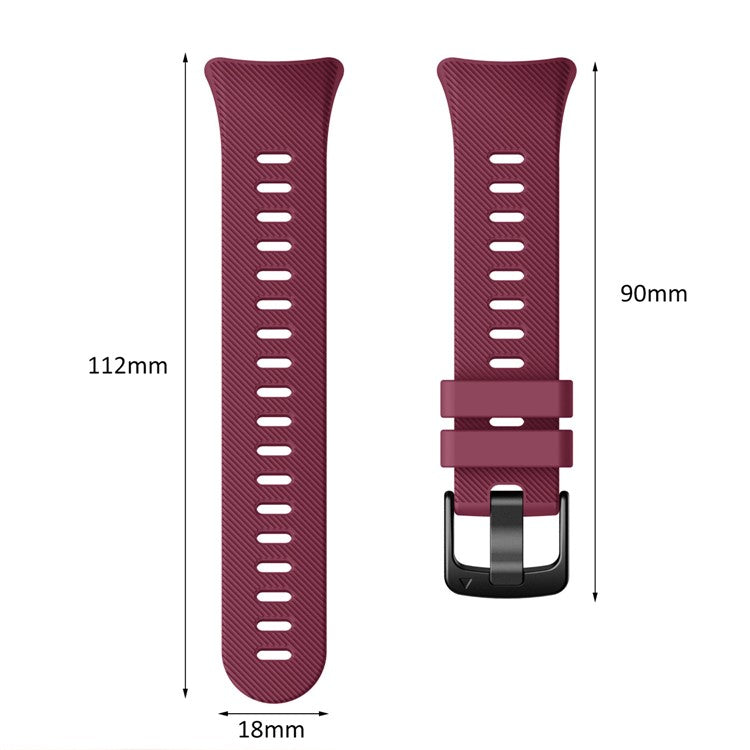 Silicone Wrist Strap with Black Buckle for Garmin Forerunner 45S - Wine Red