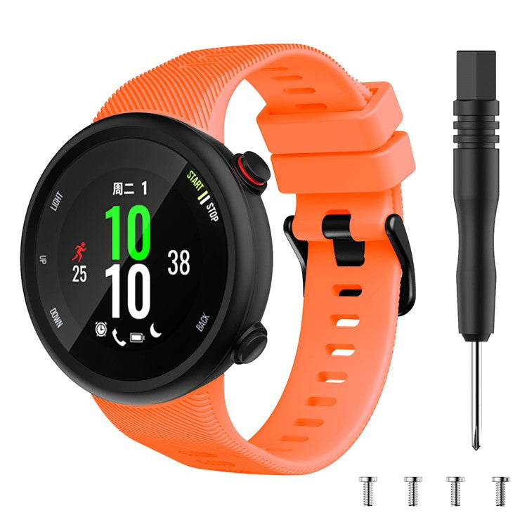 Silicone Wrist Strap with Black Buckle for Garmin Forerunner 45S - Orange