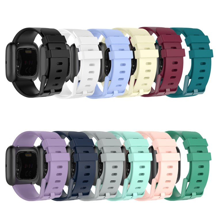 Silicone Watch Band Strap for Fitbit Versa 2/Versa Lite - Black / Size: L