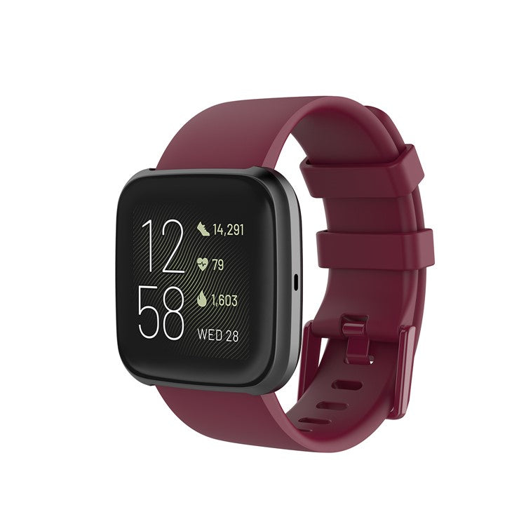 Silicone Watch Band Strap for Fitbit Versa 2/Versa Lite - Wine Red / Size: L