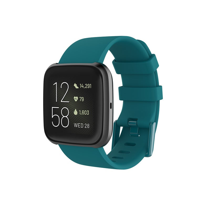 Silicone Watch Band Strap for Fitbit Versa 2/Versa Lite - Dark Green / Size: L