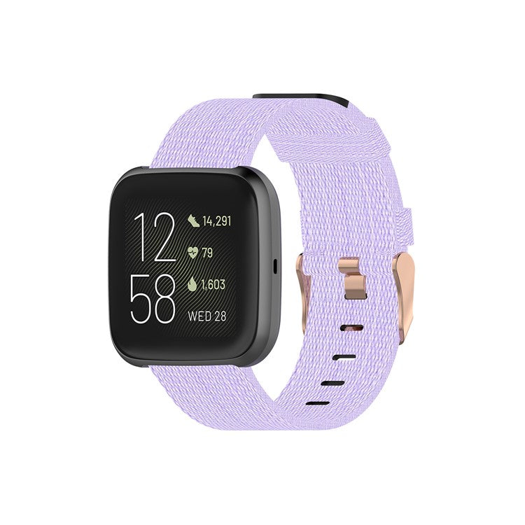 Nylon Braided Watch Band for Fitbit Versa 2/Versa Lite/Versa Blaze, Adjustable Wrist Strap Replacement - Light Purple