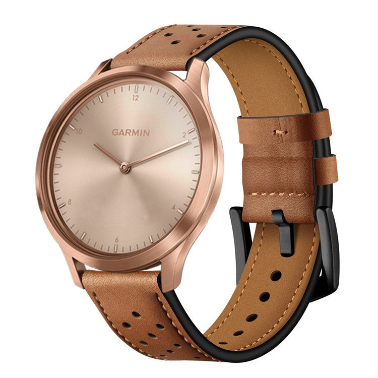 20mm Genuine Leather Watch Band Strap 20mm for Garmin vivoactive 3/vivomove HR - Brown