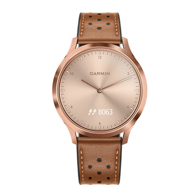 20mm Genuine Leather Watch Band Strap 20mm for Garmin vivoactive 3/vivomove HR - Brown