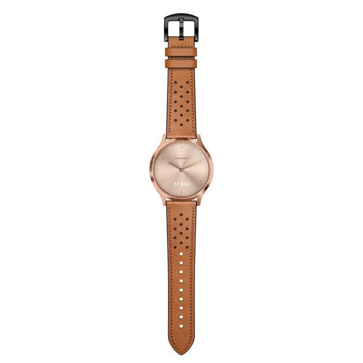 20mm Genuine Leather Watch Band Strap 20mm for Garmin vivoactive 3/vivomove HR - Brown