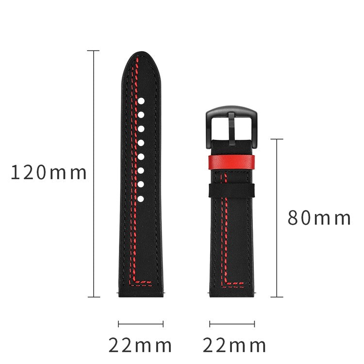 22mm Genuine Leather Coated Smart Watch Replacement Strap for Huami Watch Moto 360 / Samsung Gear S3 Frontier / S3 Classic - Black