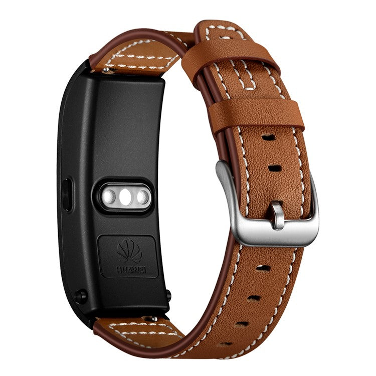 18mm Genuine Leather U Shape Head Watch Band for Huawei TalkBand B5/B3 Active/B2 Active - Brown