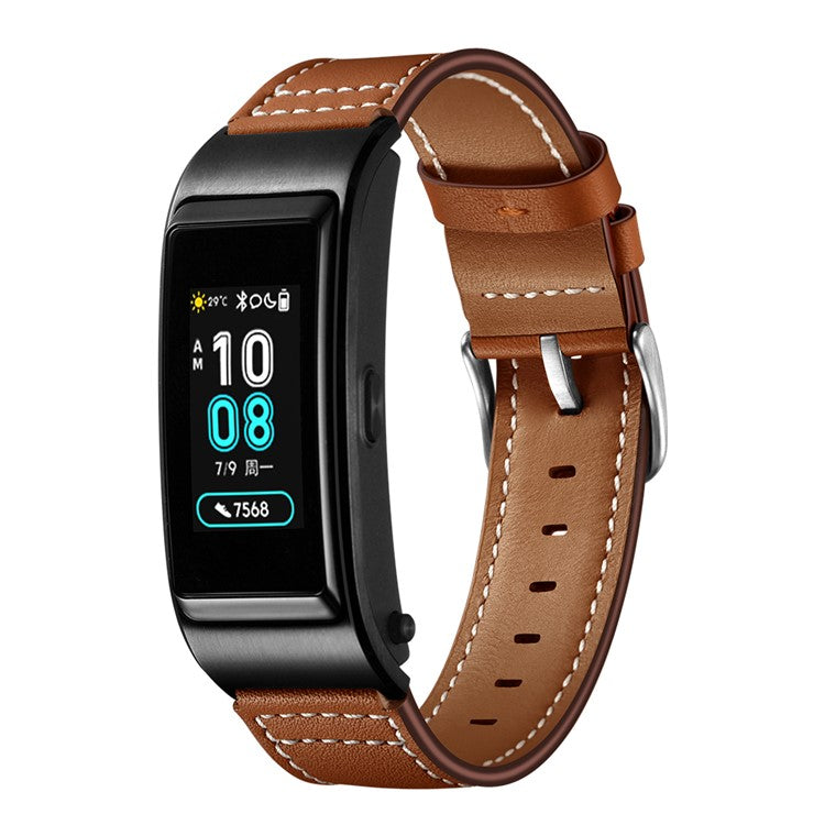 18mm Genuine Leather U Shape Head Watch Band for Huawei TalkBand B5/B3 Active/B2 Active - Brown