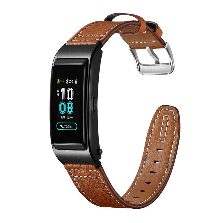 18mm Genuine Leather U Shape Head Watch Band for Huawei TalkBand B5/B3 Active/B2 Active - Brown