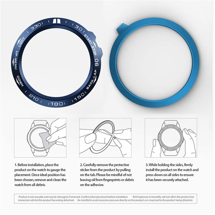 Watch Bezel Ring Stainless Steel Adhesive Cover (B Type) for Garmin Fenix 3/Fenix 3 HR - Blue Background / White Characters