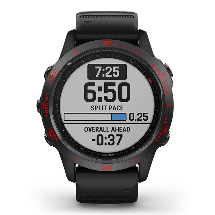 Stainless Steel Replacement Watch Bezel (Type B) for Garmin Fenix 6 / 6 Pro / 6 Sapphire - Black / Red