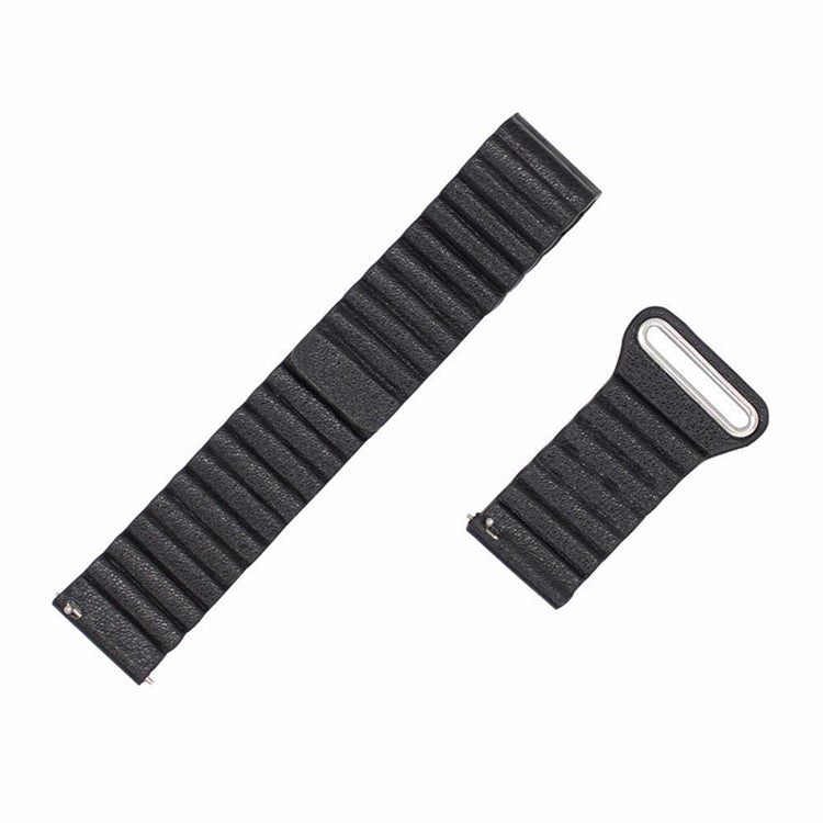 20mm Magnetic Closure Leather+Silicone Smart Watch Strap Replacement for Huawei Watch GT2 42mm - Black