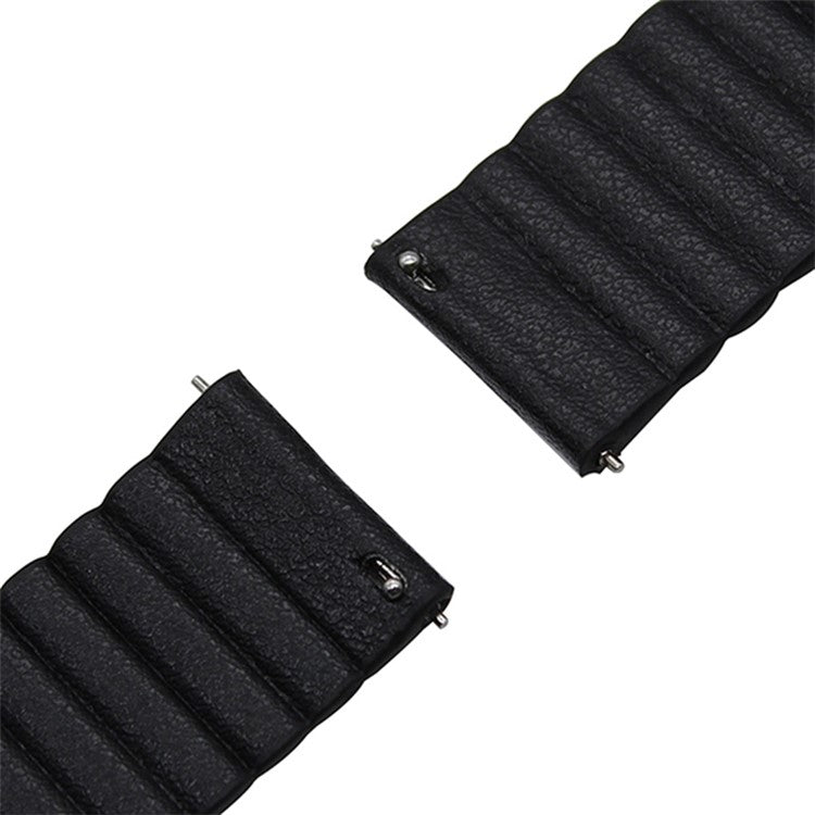 20mm Magnetic Closure Leather+Silicone Smart Watch Strap Replacement for Huawei Watch GT2 42mm - Black
