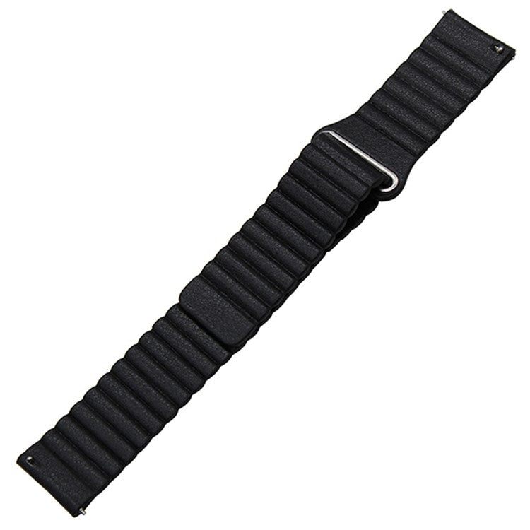 20mm Magnetic Closure Leather+Silicone Smart Watch Strap Replacement for Huawei Watch GT2 42mm - Black