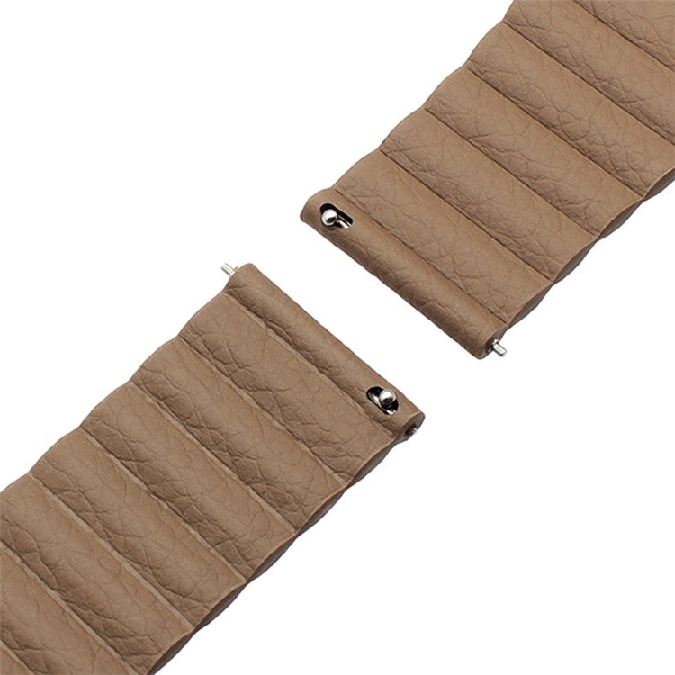 20mm Magnetic Closure Leather+Silicone Smart Watch Strap Replacement for Huawei Watch GT2 42mm - Brown