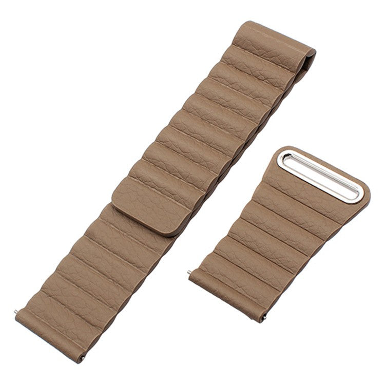 20mm Magnetic Closure Leather+Silicone Smart Watch Strap Replacement for Huawei Watch GT2 42mm - Brown