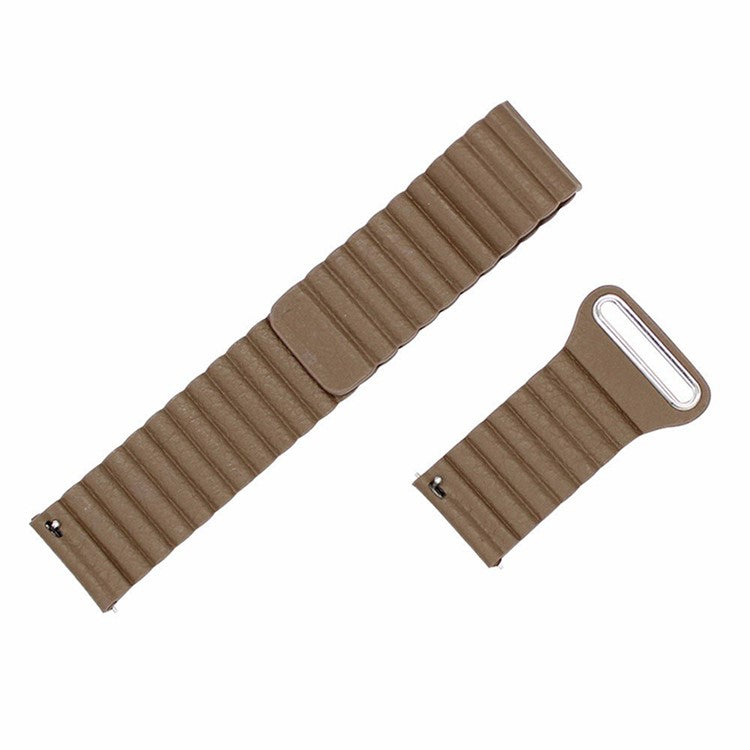 20mm Magnetic Closure Leather+Silicone Smart Watch Strap Replacement for Huawei Watch GT2 42mm - Brown