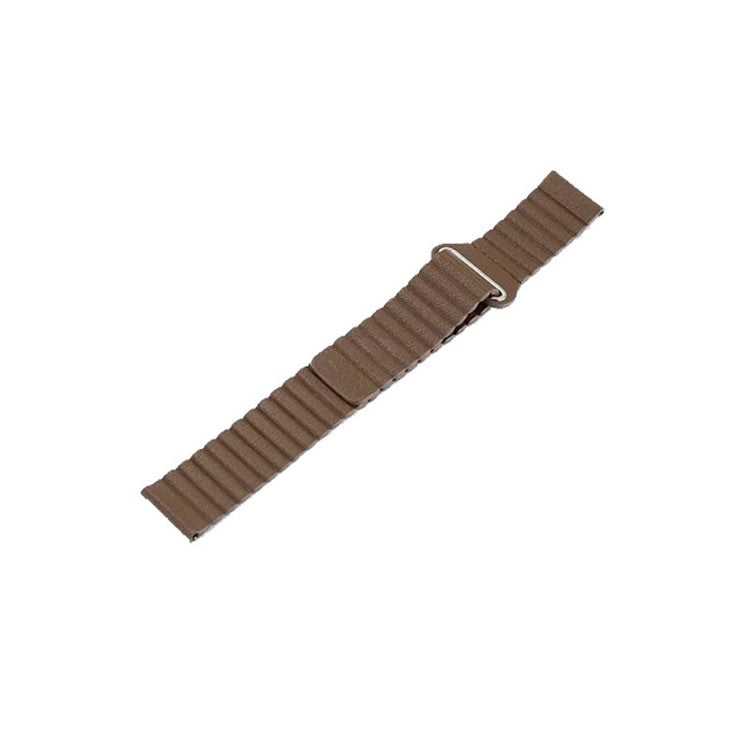 20mm Magnetic Closure Leather+Silicone Smart Watch Strap Replacement for Huawei Watch GT2 42mm - Brown