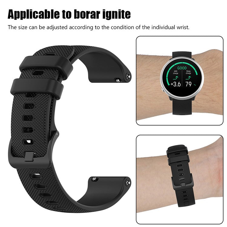 Soft Silicone Smart Watch Strap Replacement Strap 20mm for POLAR Ignite Smart Watch - Black