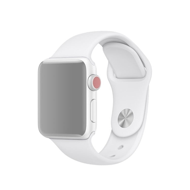 Single Color Silicone Smart Watch Band for Apple Watch Series 10 42mm / 9 8 7 41mm / SE (2023) SE (2022) SE 6 5 4 40mm / 3 2 1 38mm, Size: S / M - White