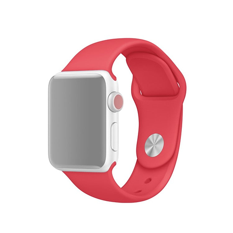 Single Color Silicone Smart Watch Band for Apple Watch Series 10 42mm / 9 8 7 41mm / SE (2023) SE (2022) SE 6 5 4 40mm / 3 2 1 38mm, Size: S / M - Light Red