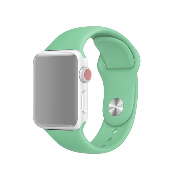 Single Color Silicone Smart Watch Band for Apple Watch Series 10 42mm / 9 8 7 41mm / SE (2023) SE (2022) SE 6 5 4 40mm / 3 2 1 38mm, Size: S / M - Light Green
