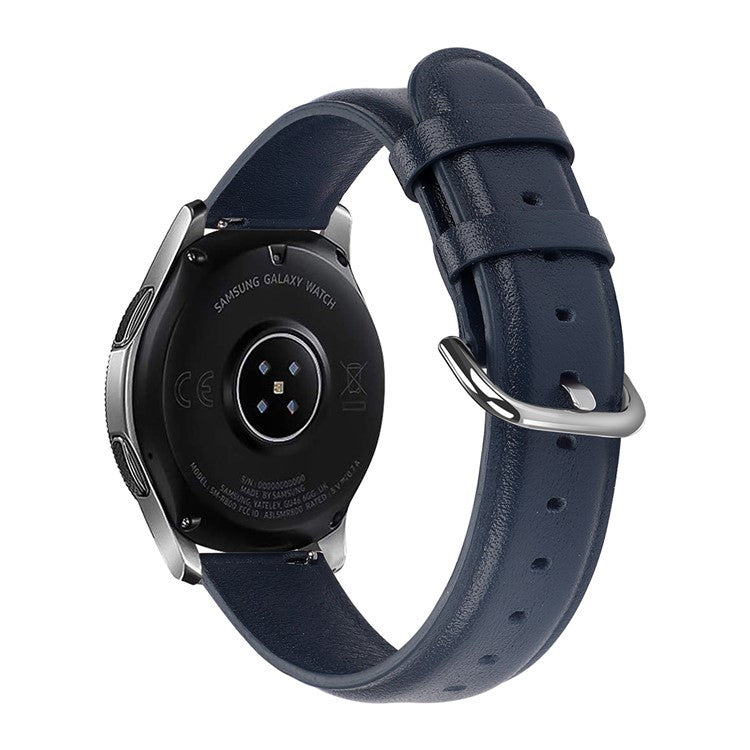 20mm Genuine Leather Smart Watch Replacement Strap for Samsung Galaxy Watch 42mm - Dark Blue