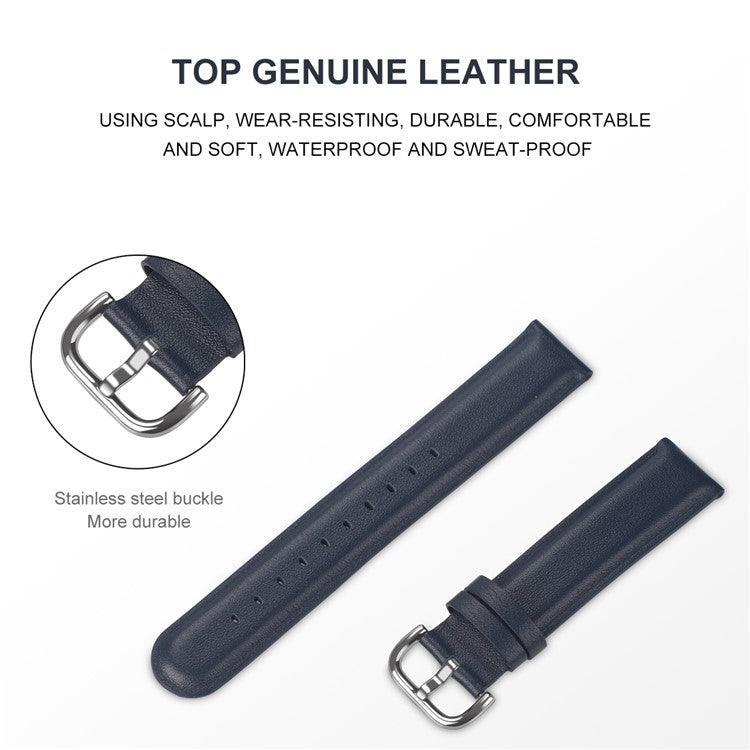 20mm Genuine Leather Smart Watch Replacement Strap for Samsung Galaxy Watch 42mm - Dark Blue