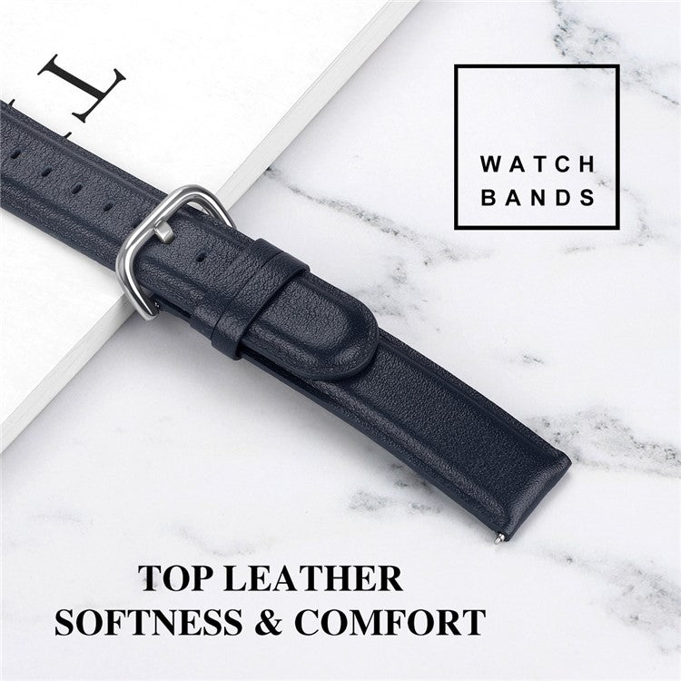 20mm Genuine Leather Smart Watch Replacement Strap for Samsung Galaxy Watch 42mm - Dark Blue